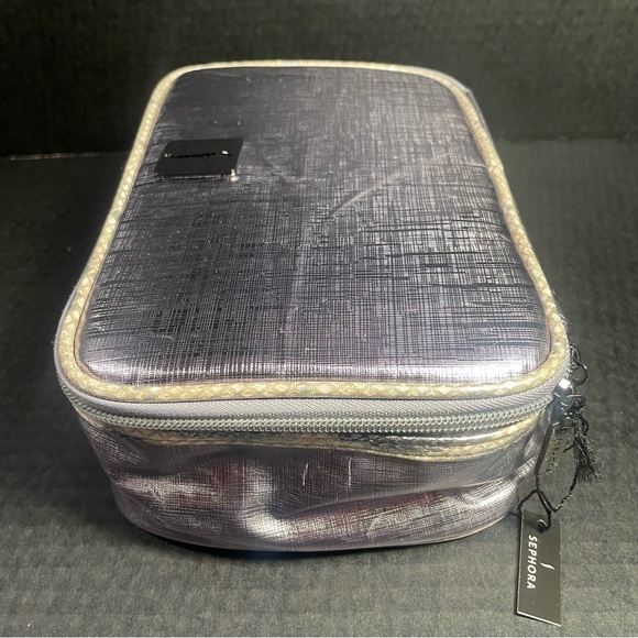 BNWT Sephora Cosmetic Bag Metallic Lilac/Pewter Great Gift - Picture 6 of 10